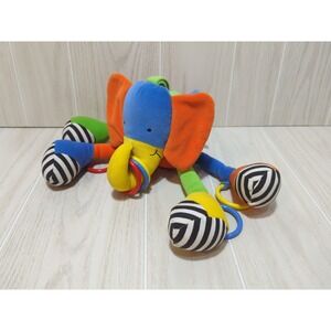 Jellycat Jelly kitten multi-colored elephant chime rattle rings nose feet stripe